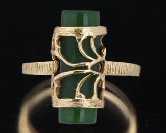 BRISTOL Gold and Spinach Jade Ring