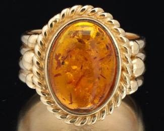 Ladies Gold and Amber Ring