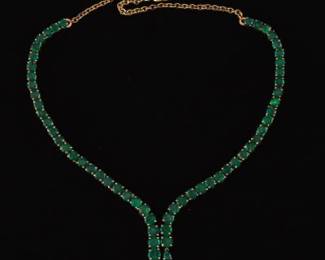 Ladies Vintage Gold and Emerald Line Necklace