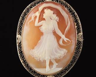 An Oversized Carved Shell Cameo in Gold Frame