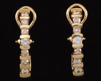 Ladies Pair of Gold and Diamond Earrings
