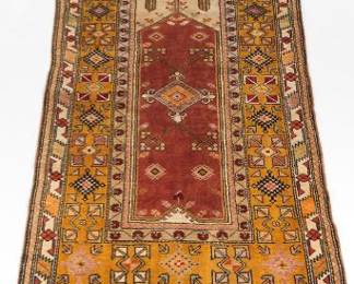 Antique Mehrab Design Melas All Wool Carpet, ca. 1930s