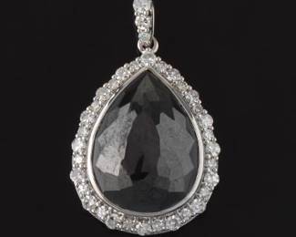 Ladies Gold, Black Moissanite and Diamond Pendant