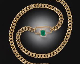 Ladies Emerald and Diamond Necklace