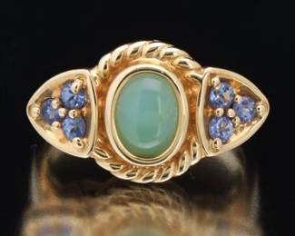 Ladies Jade and Tanzanite Ring