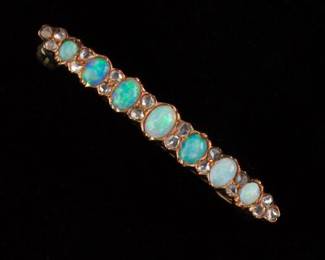 Victorian Gold, Diamond and Opal Bar Pin
