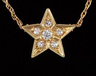 Ladies Gold and Diamond Star Necklace