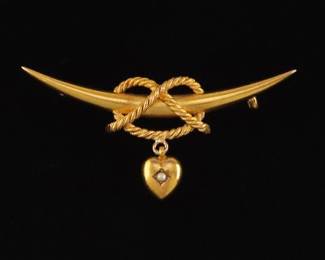 European Gold Crescent Brooch