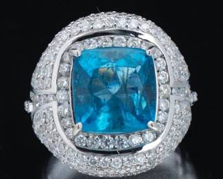 Ladies Aquamarine and Diamond Ring