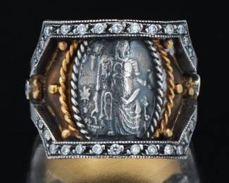 Kurtulan 21k Gold, Silver, and Diamond Ring