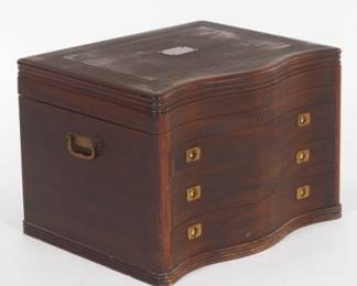 Three Drawer Large Mahogany Stained Silver Chest