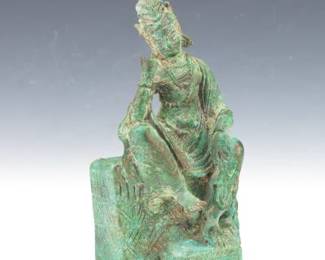 Gandhara Seated Bronze Figure, 3rd Century AD
