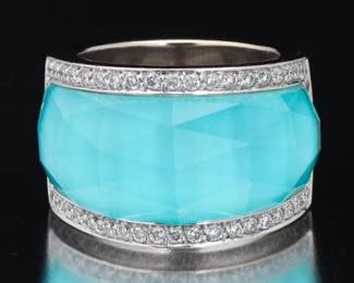 Stephen Webster Gold, Diamond, Turquoise Quartz Crystal Haze Collection Ring