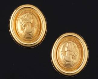 A Pair of Gold Cameo Earrings