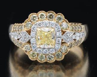 Ladies Gold, Yellow and White Diamond Ring