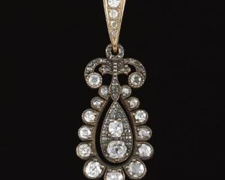 Old European Cut Diamond Pendant in Silver and Gold