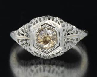 Antique Ladies Gold and Fancy Brown Diamond Ring