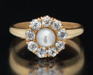 Victorian Gold, Dioamnd and Peral Ring