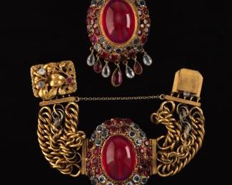 Vintage Hobe Princess Line Bracelet and Brooch