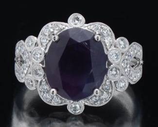 Rare No Heat Kashmir Sapphire and Diamond Ring, GIA Report