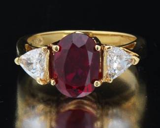 Ladies Ruby and Diamond Ring, Purchased at Beattie  Sons, Inc. Offered with GIA Origin Report