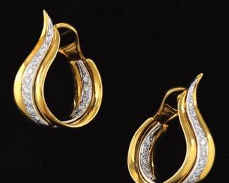 Ladies Pair of TwoTone Gold InsideOutside Scroll Earrings