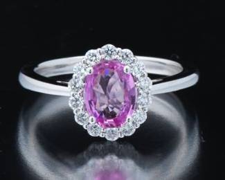 Ladies Gold, Pink Sapphire and Diamond Ring
