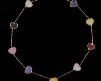 Ladies Gold and Gem Stones Heart Necklace