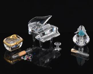 Two Swarovski Crystal Perfume Bottles and a Grand Piano