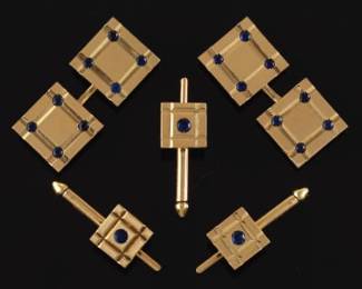 Cartier Gold and Blue Sapphire FivePiece Tuxedo Set