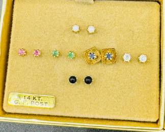 Set of Gemstone Post Earrings with Optional Jacket
