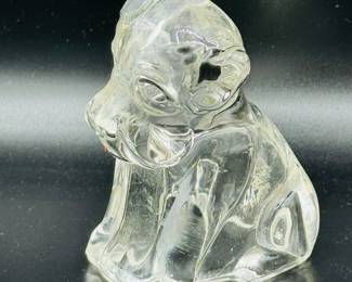 Old Vintage 1940s Depression Clear Glass Mopey Puppy Dog Candy Container Federal