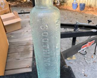 Mrs. Winslow's Soothing Syrup bottle - open pontil  vintage mid 1800's - 1890