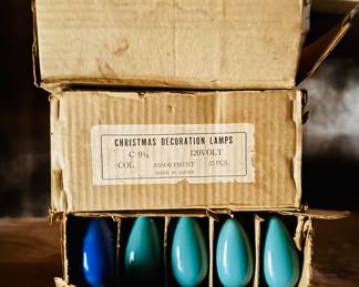 Three boxes of vintage Christmas bulbs/all colors