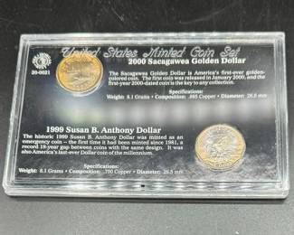 2000 Sacagawea And Susan B. Anthony 1999 gold coin set