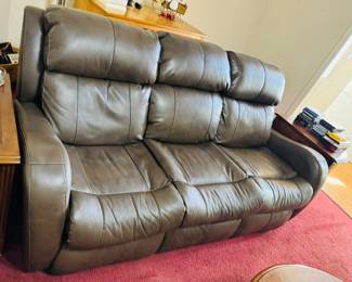 Leather electric reclining sofa