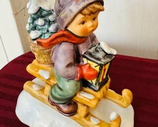 Hummel Goebel RIDE INTO CHRISTMAS Figurine 396 Boy on Sled Tree W Germany 