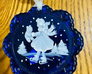 Fenton Mary Gregory hundredth anniversary Christmas Ornament 743 out of 2500