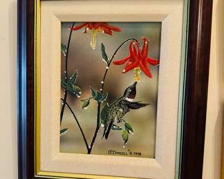 Framed hummingbird painting By O’Driscoll