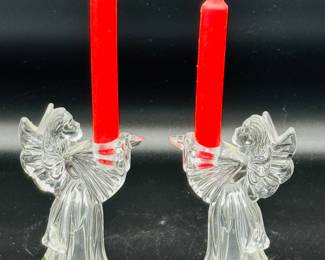 Pair of Waterford angel candlesticks