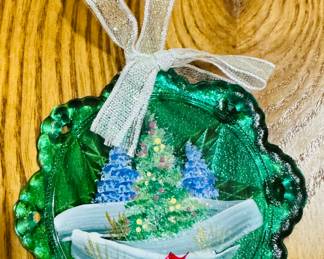 Fenton number 65 out of 200 green glass Christmas ornament