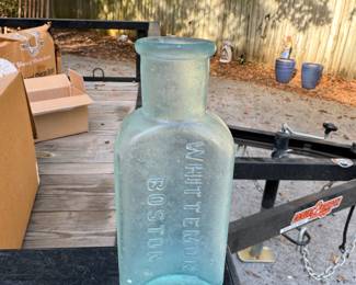 Blown Shoe Polish Bottle French Gloss Whittemore Boston MA 1890s Aqua Hand DUG