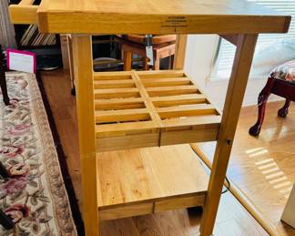 
Rolling butcher block kitchen cart