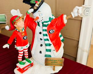 Georgia bulldog snowman with elf