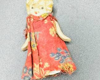 Vintage 1930s Ceramic Bisque Mini Doll Japan Articulated Arms with Orig. Clothes