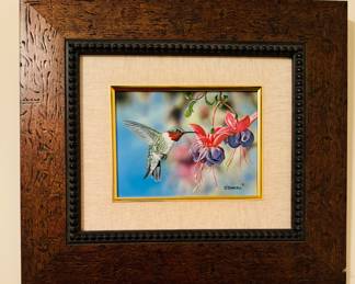Driscoll hummingbird painting framed