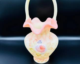 Fenton heirloom optics collection Diamond optic Basket Signed Frank M Fenton and George W Fenton, painted by J Powell