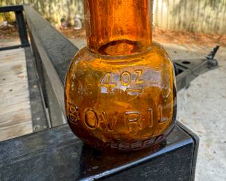 BOVRIL LIGHT AMBER GLASS BOTTLE 4OZ / Vintage / Antique