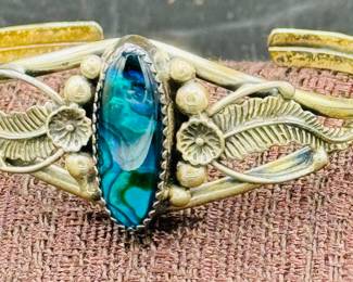 Sterling cuff and Abalone bracelet