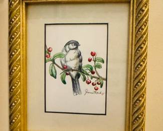 Framed and matted sketch by Jeanne Mack